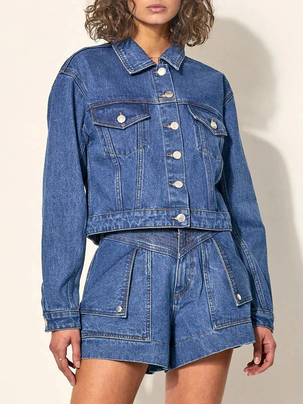 KIVARI - CELINE DENIM JACKET (MID BLUE) 4 KIVARI - CELINE DENIM JACKET (MID BLUE) - Image 4