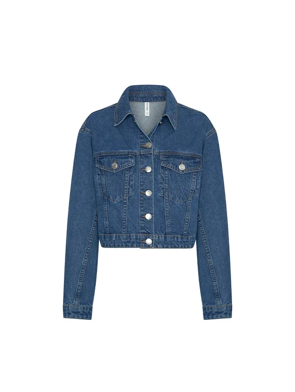 KIVARI - CELINE DENIM JACKET (MID BLUE) 1 KIVARI - CELINE DENIM JACKET (MID BLUE)