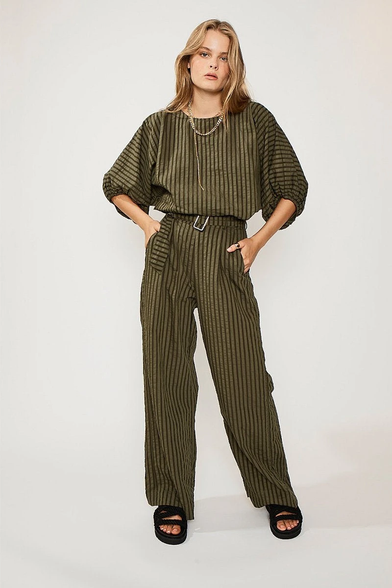 SUBOO - Queenie Paper-Bag Pant (Olive Green) 4 SUBOO - Queenie Paper-Bag Pant (Olive Green) - Image 4